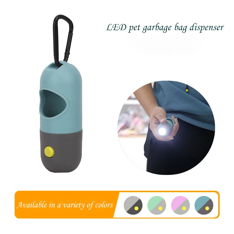 

Pet dog waste bag dispenser Outdoor portable garbage bag LED lamp environmental protection garbage bag dispenser cleaning suppli