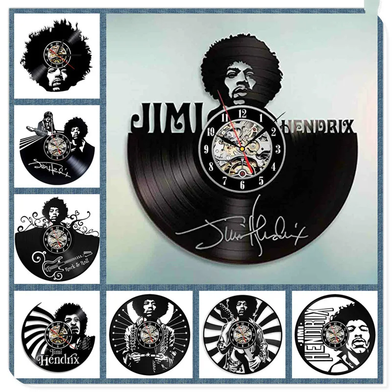 Jimi Hendrix 3D ручной работы художественное зеркало настенные часы виниловая запись наклейка для стены в виде часов домашний декор поддержка Прямая