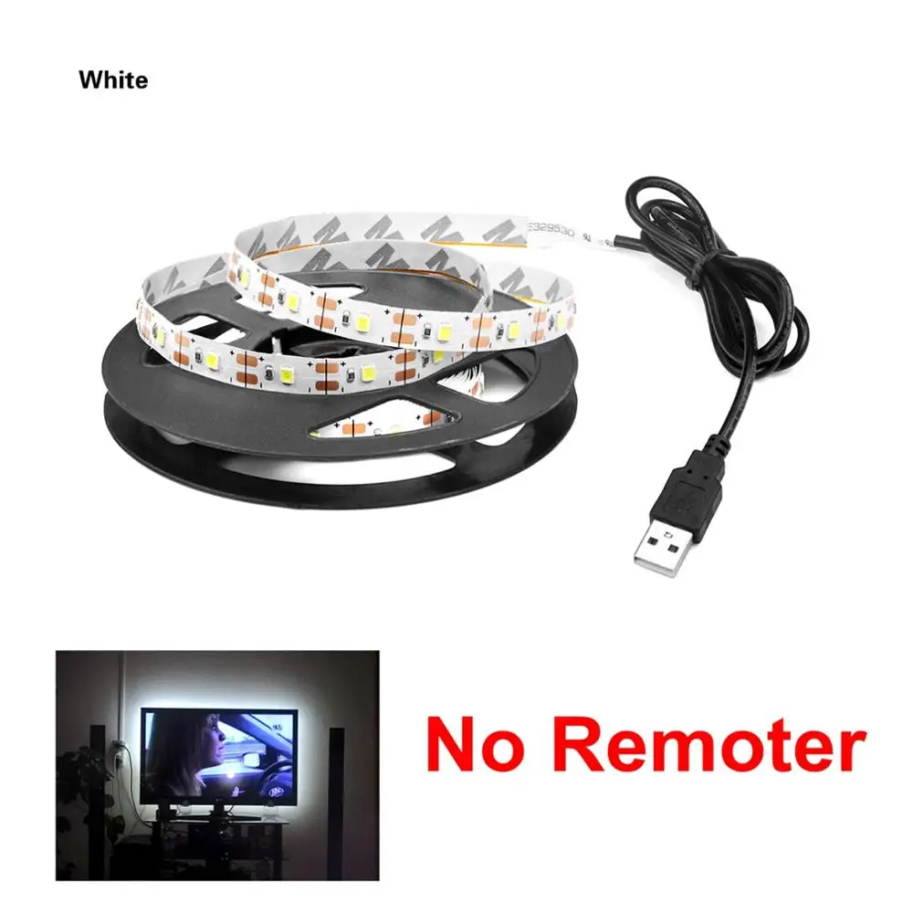 Only White Strip USB RGB светодиодный светильник DC 5 В гибкий светодиодный светильник лента ТВ Светильник настольный шкаф задний светильник ing SMD 2835 Светодиодный светильник лента диод - Испускаемый цвет: Only White Strip