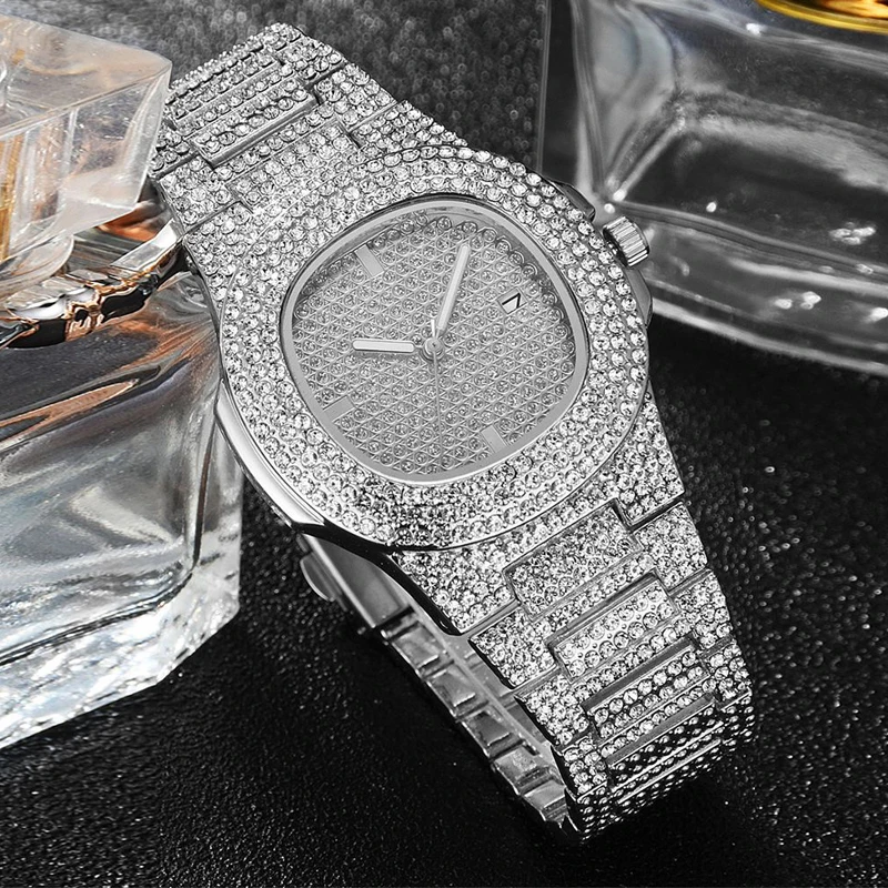 Хип хоп ледяной Techno Pave Watch и 8 &quot16&quot 18 &quot20&quot 24 &quotкубинский браслет цепочка с