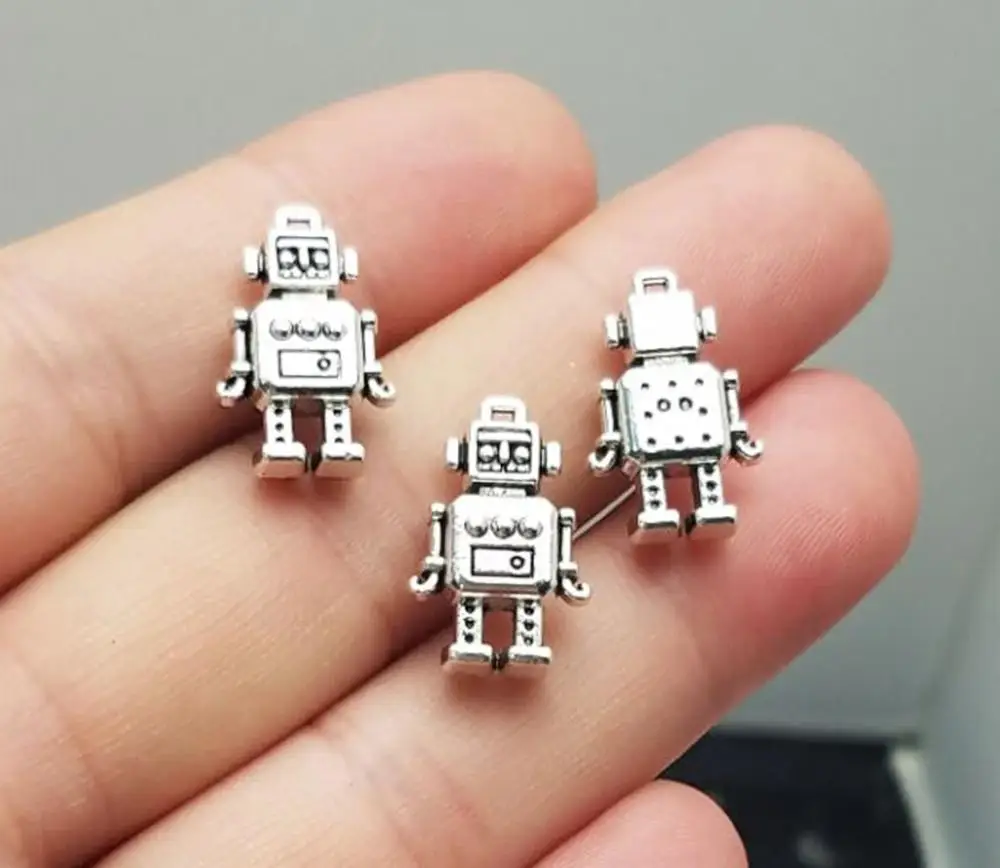 

15pcs/lot--12x18mm, robot cham,Antique silver plated robot charms,DIY supplies,Jewelry accessories