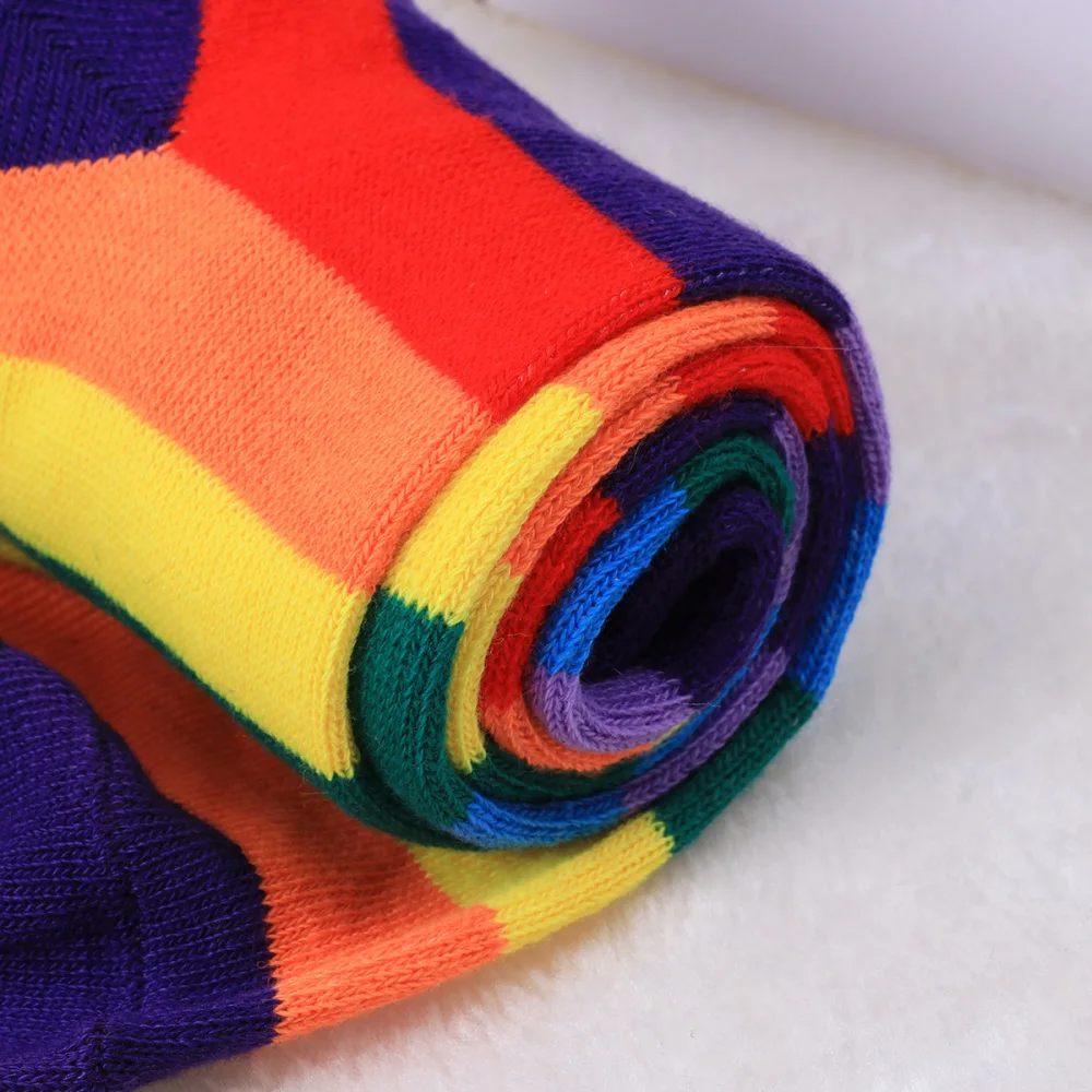 

Rainbow Strips Arm Warmer Leg Stocking Colorful Thigh High Socks Fingerless Sleeve Set for Women Girls
