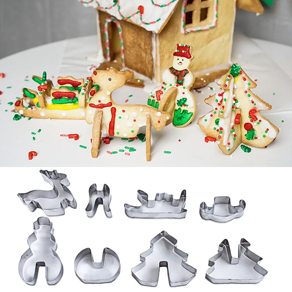 8 шт./компл. 3D Нержавеющая сталь Рождество формочки для печенья пряничный домик