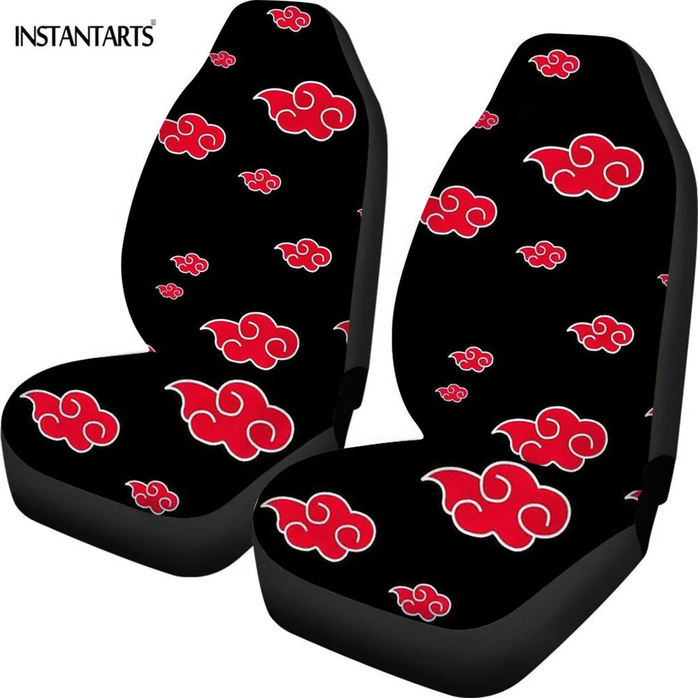 

INSTANTARTS Fashion Universal Fit Car Seat Covers Black Front Seat Only Set of 2 Durable Washable Auto Mads Vehical Seat Covers