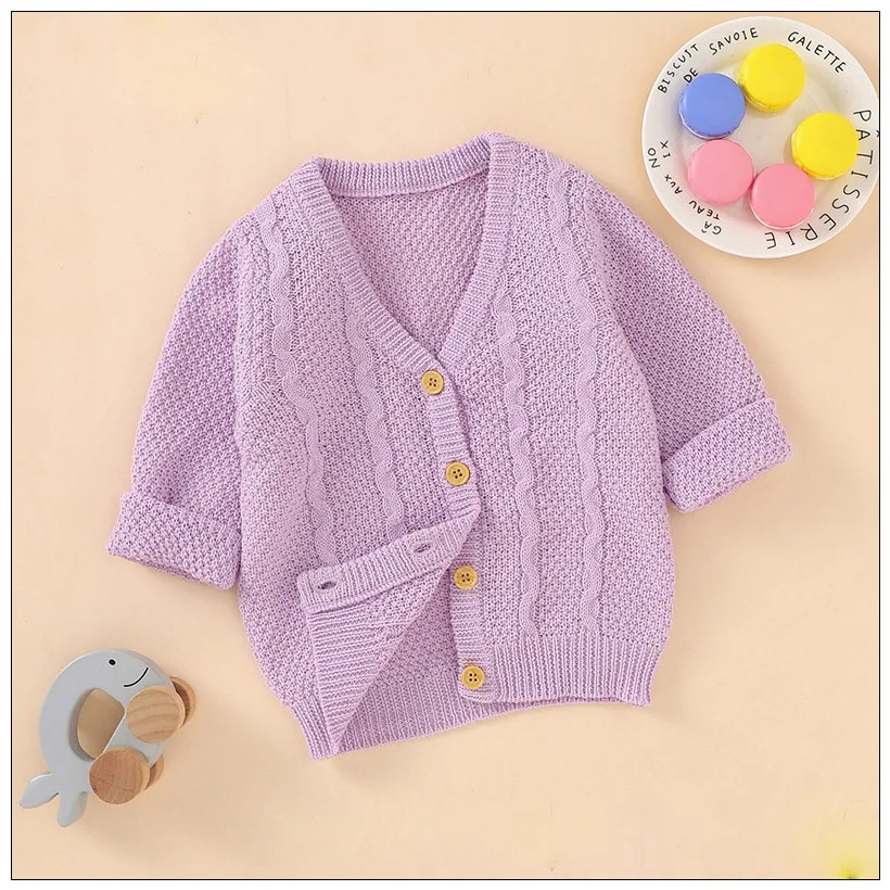 

Детский Однотонный свитер, одежда, однотонный теплый свитер с длинным рукавом на возраст 0-24 месяца, осенняя одежда для мальчиков и девочек, ...