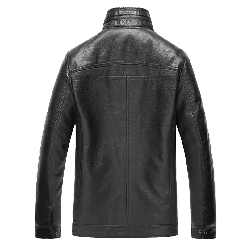 FALIZA New Winter Leather Jacket Men Coats 5XL High Quality PU Outerwear Business Faux Fur Male Fleece JK142 | Мужская одежда
