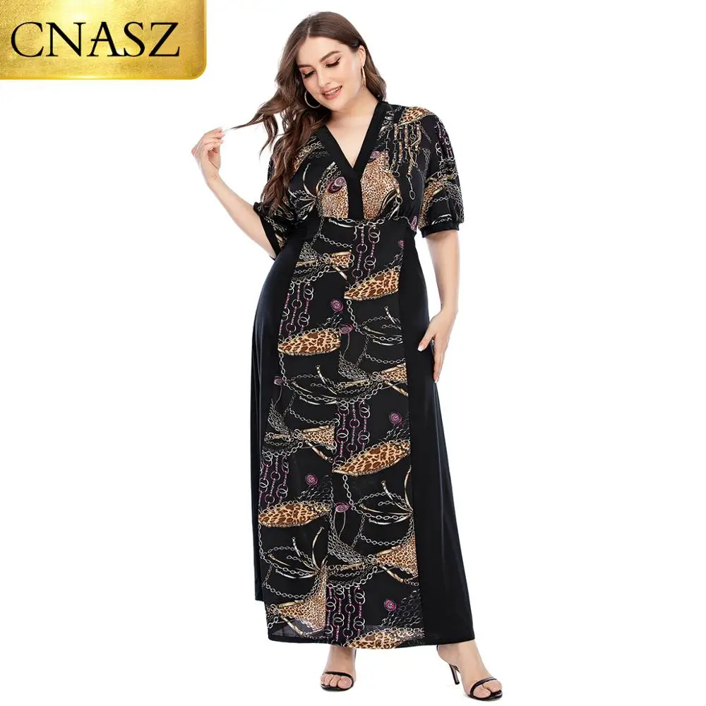 Женское Повседневное платье с v образным вырезом и модным принтом размера плюс