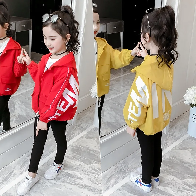 

Big Girl Coat Spring Jacket Girls Fall Clothes Teen Clothing Girls Jackets Hooded Letter Jackets for Girl Coat for Teenage Kids