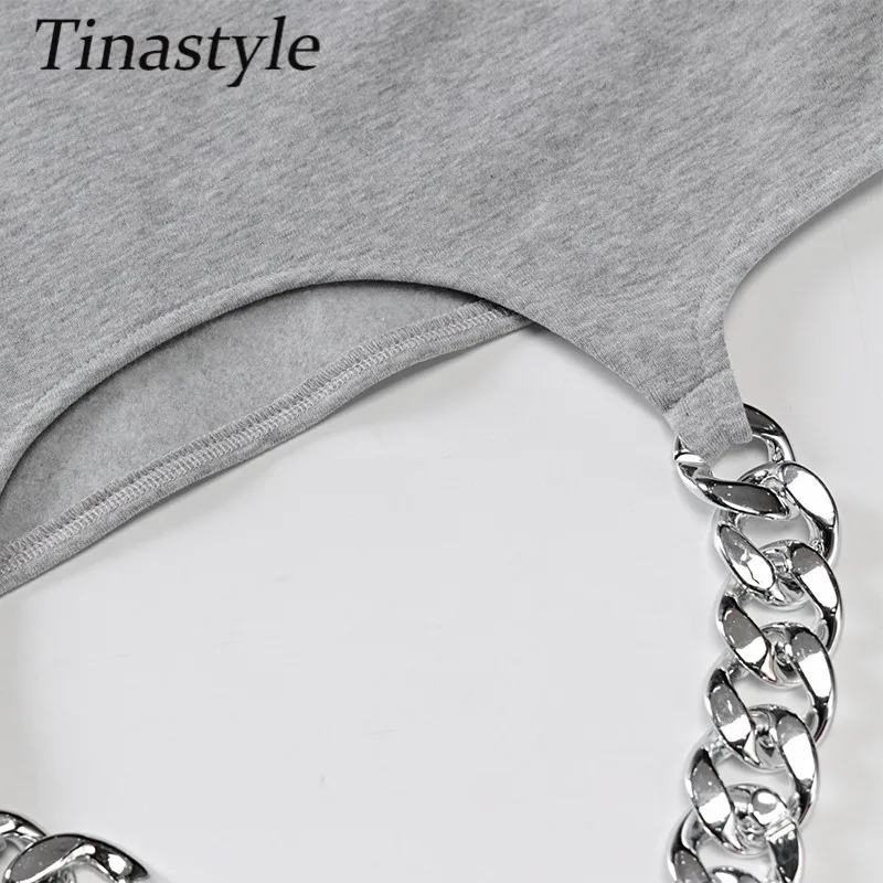 

Tinastyle Black Chains Irregular Hoodie Women Sweatshirt Long Sleeve Sexy Crop Top Pullovers Spring 2021 Black Casual Streetwear