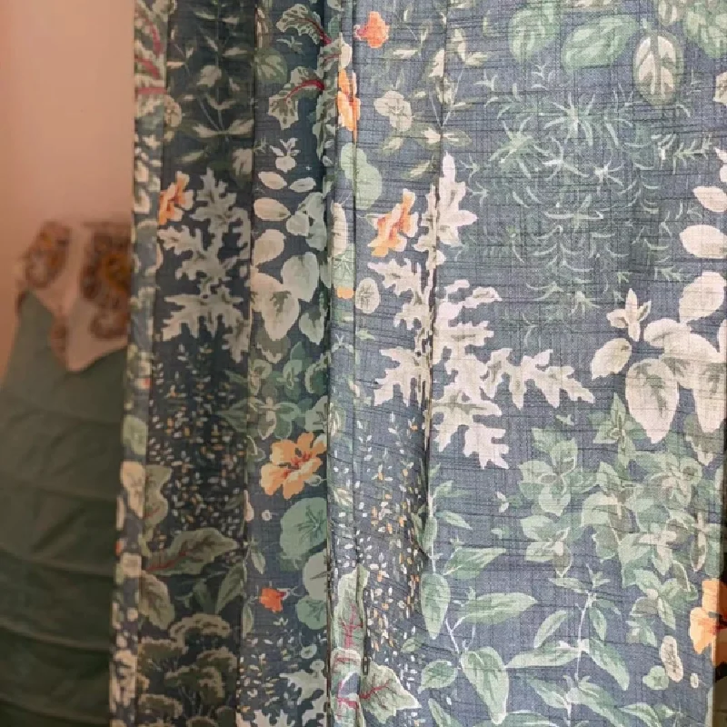 

American country cotton and linen floral printed curtains suitable for bedroom livingroom and kitchen shading ready-made curtain