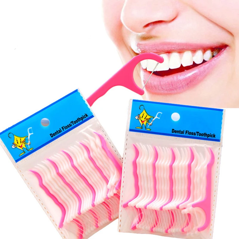 

25Pc/Lot Plastic Disposable Dental Flosser Interdental Brush Teeth Stick Toothpicks Floss Pick Oral Gum Teeth Cleaning Care Tool