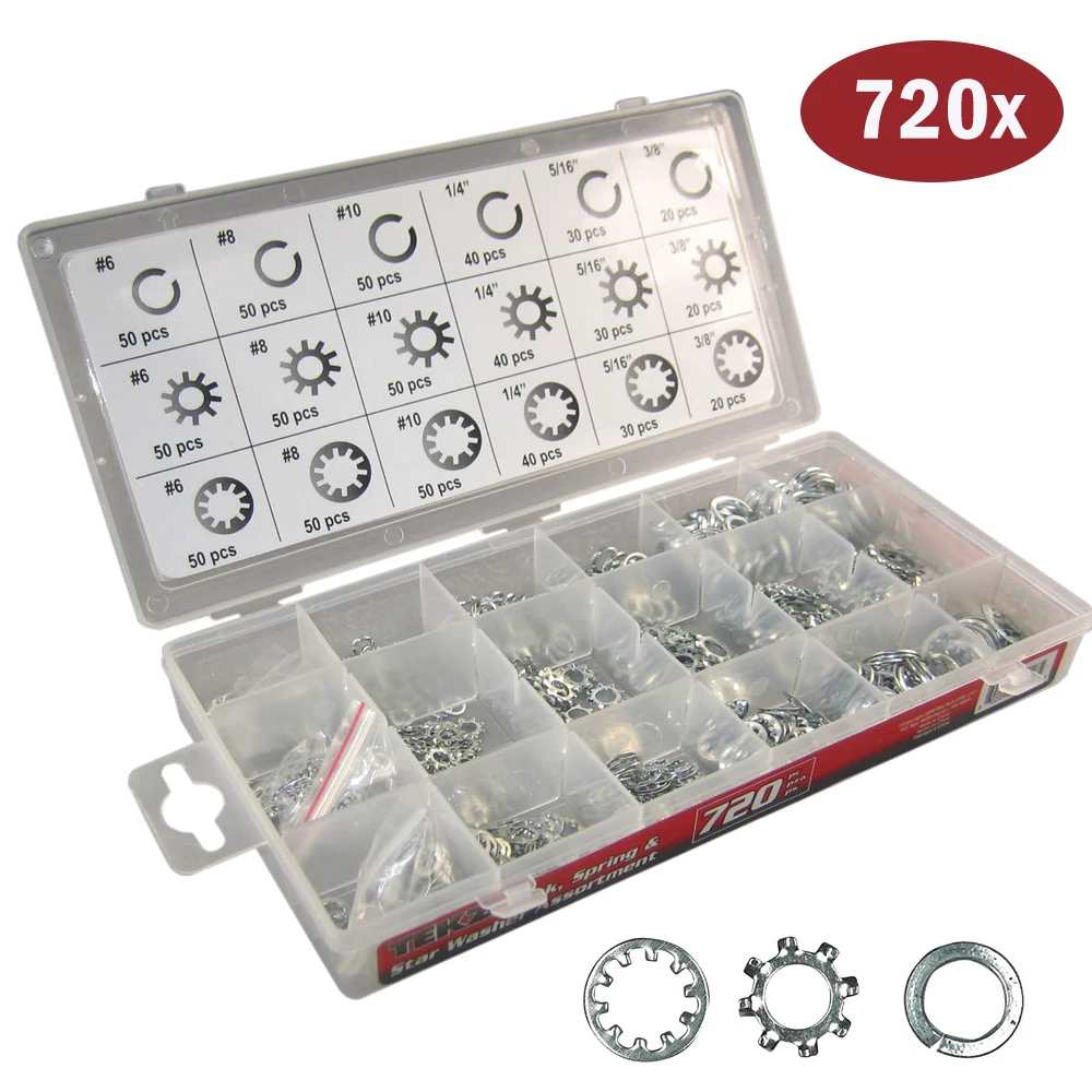 720 Pcs Stainless Steel Lock Internal Shake Proof Washers Anti-Loosening Stop Gasket