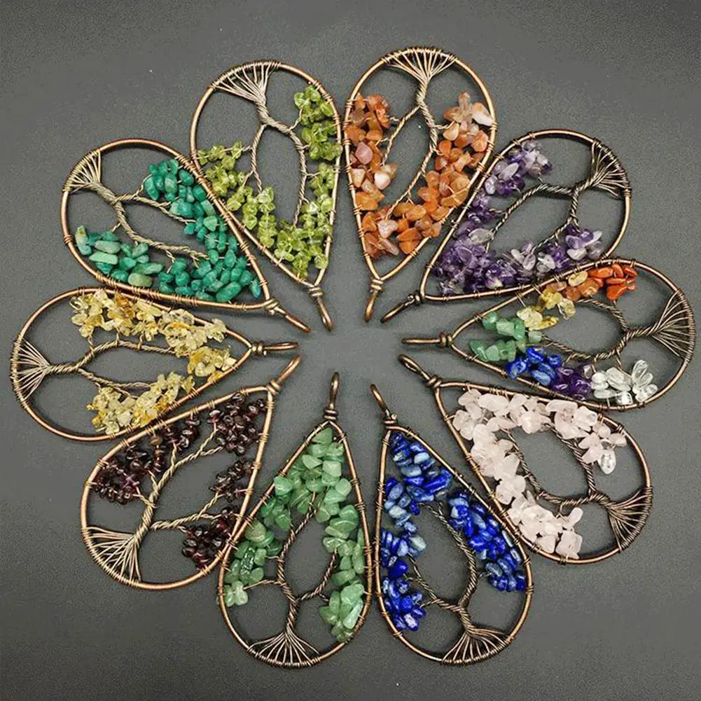 Натуральное каменное Дерево жизни ожерелье с кулоном для женщин целебное