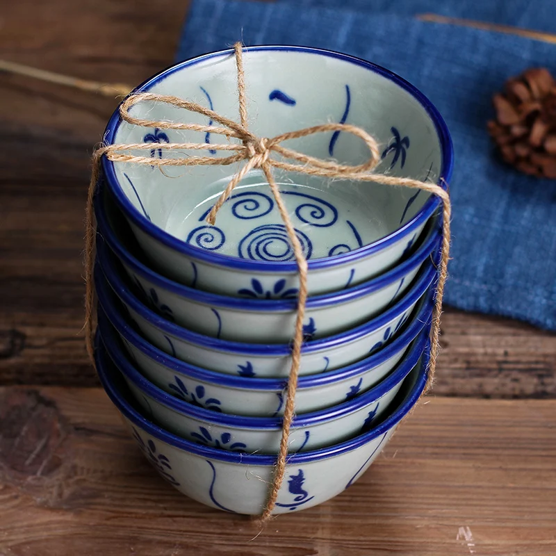 Одежда в китайском стиле Цвет синий и белый фарфор Керамика посуда для кухни суп