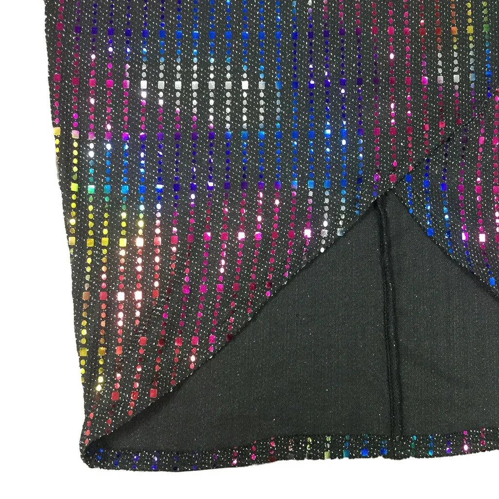 Женское сексуальное платье с блестками глубоким V-образным вырезом блестящее