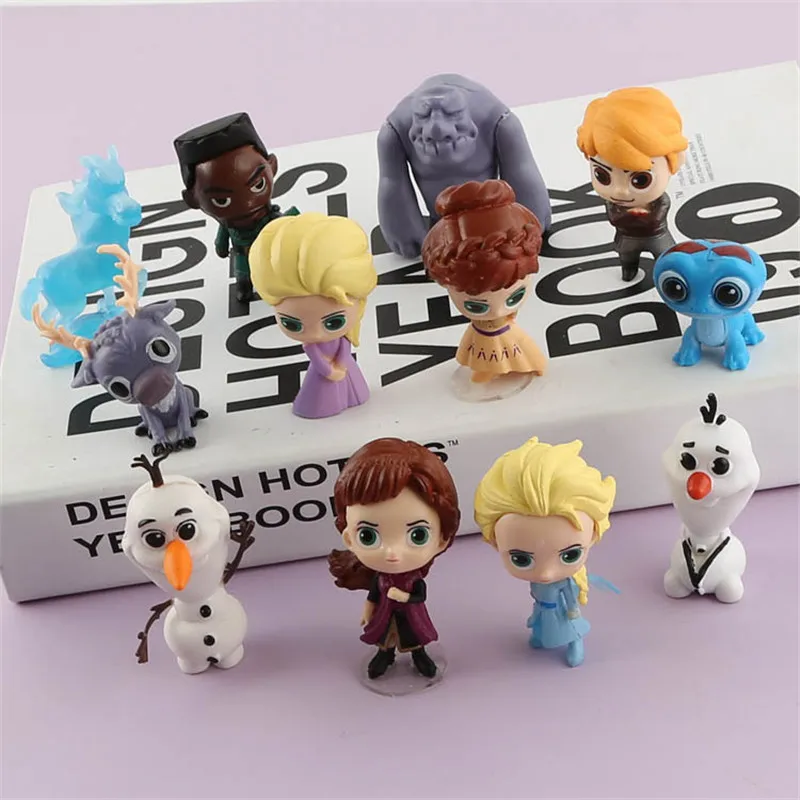 

12pcs/Lot Disney Frozen 2 Elsa Anna Kristoff Olaf Fire Elves Action Figure Doll Romantic Toy Set Girls Birthday Gifts Toys