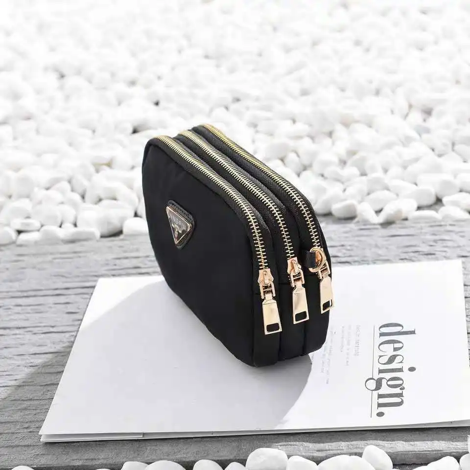

PR-LOGO Black Small Pures Women Simple Canvas Pouch Zipper Designer Straddle Shoulder Bag Party Shopping Messenger Clutch Bags