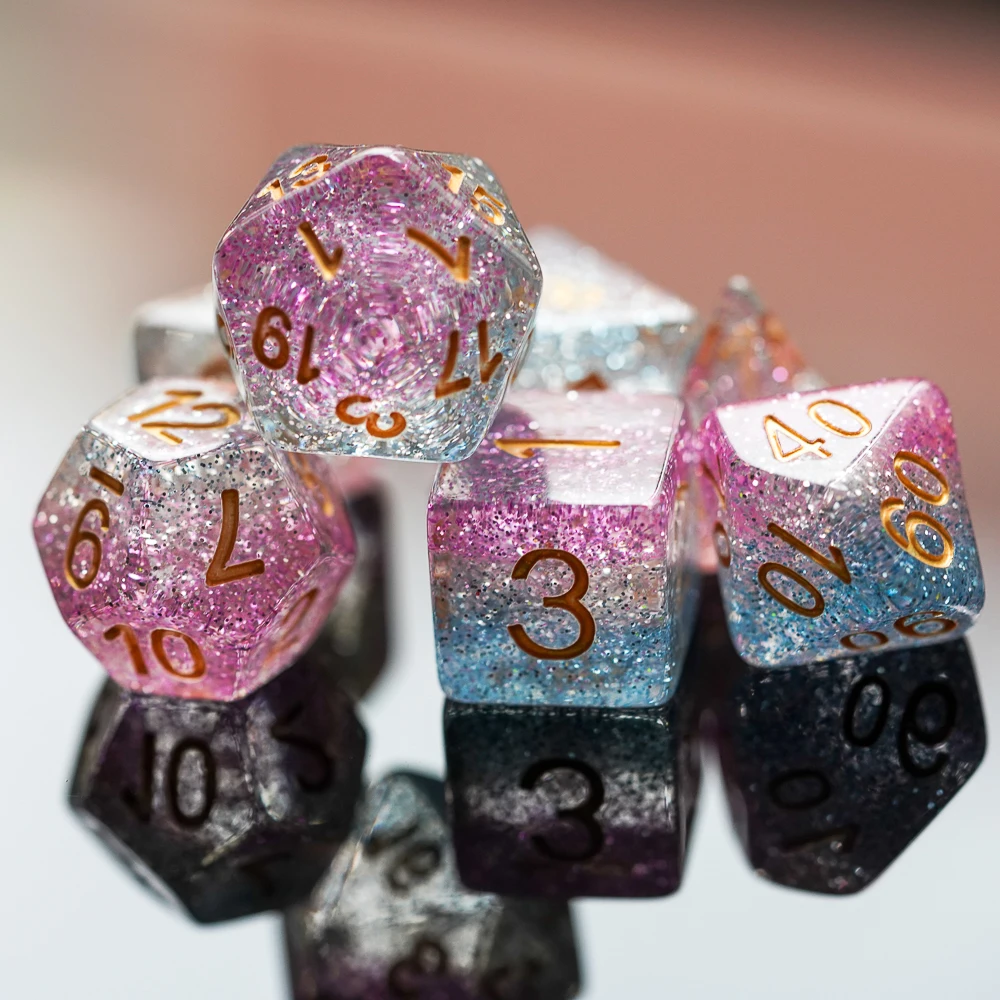 7 шт./компл. фотоблестящие трехслойные игральные кости D &amp D4 D6 D8 D10 % D12 D20 набор
