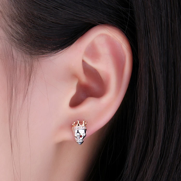 JewelryPalace Мода Череп Король Корона кубического циркония серьги гвоздики для женщин 925 пробы серебро вечерние партии ювелирные украшения Новое поступлен