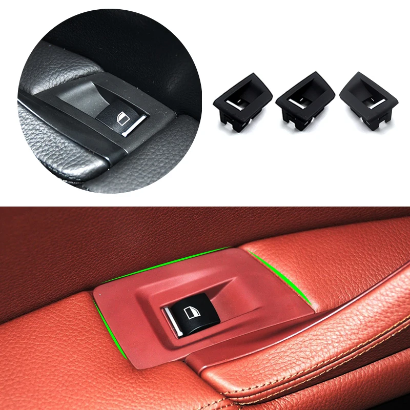 

3pcs Car Interior Door Window Lift Adjust Switch Button Cover For BMW 5 Series F10 F18 2011 2012 2013 2014 2015