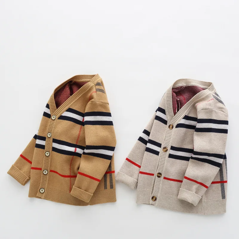

Boys' Autumn and Winter Clothes 1 ~ 8t Boys' Warm Pullover Top Long Sleeve Plaid Sweater Fashion Knitted Gentleman's Sweater