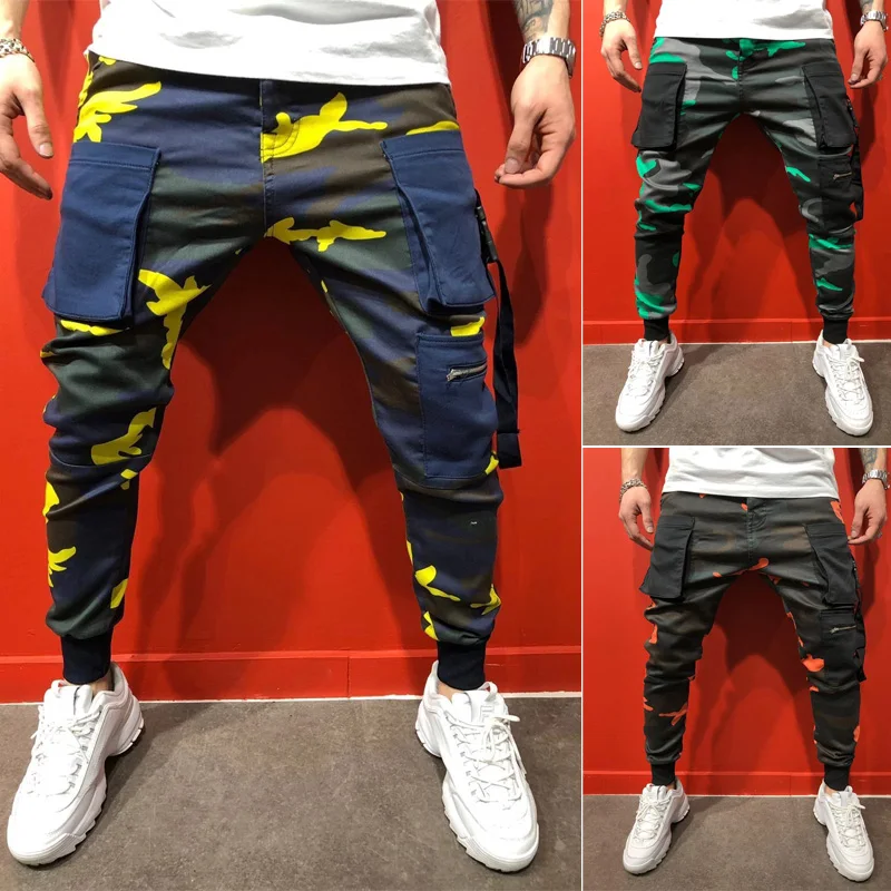 Новые модные мужские спортивные штаны обтягивающие брюки военный камуфляж
