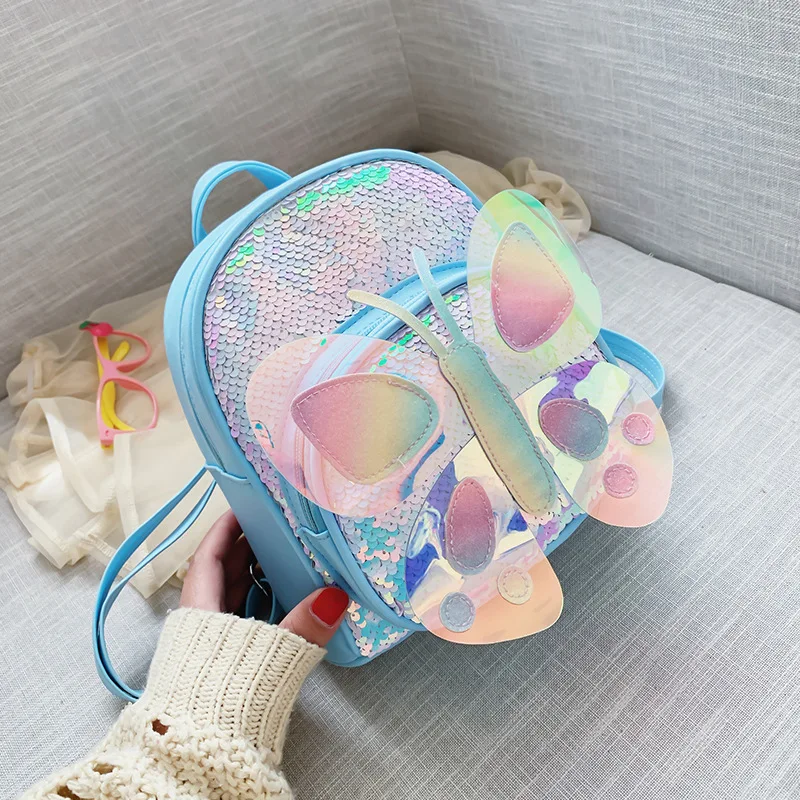 Girls Kindergarten Schoolbag 2-5-year-old Children Sequin Backpack Anti Loss Lovely Children Bag Three-dimensional Butterfly