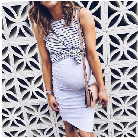 Платья для беременных женское платье с имитацией двух предметов летнее