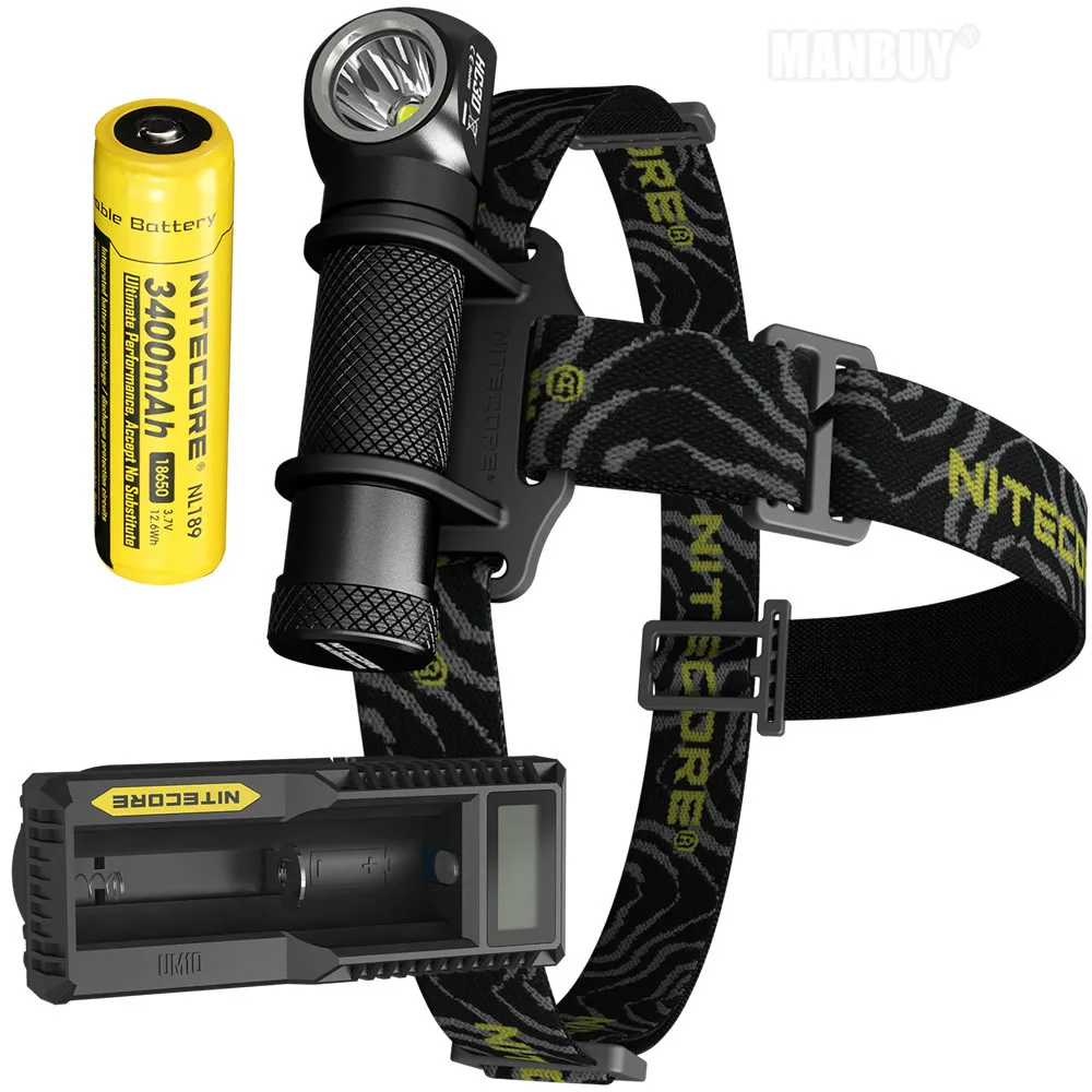 NITECORE HC30 налобный фонарь + UM10 USB зарядное устройство 18650 аккумулятор CREE XM-L2 U2 1000