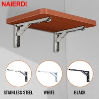 naierdi 2pcs stainless steel folding triangle bracket shelf support adjustable shelf holder wall mounted bench table shelf