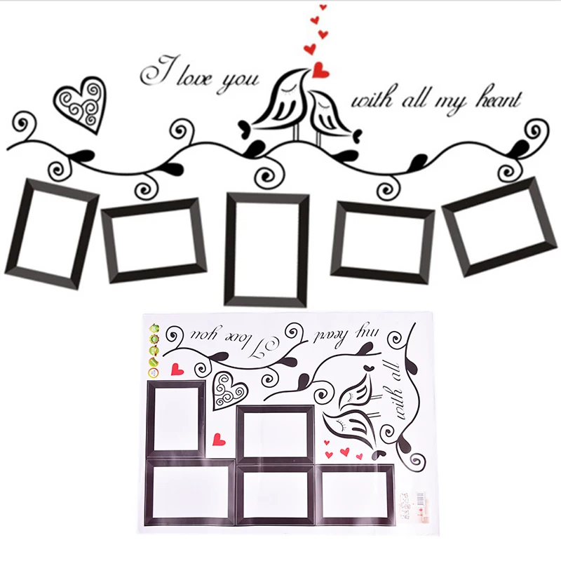 Фоторамка Семья древесная птичка Съемный Наклейка цитата на стену Стикеры номер