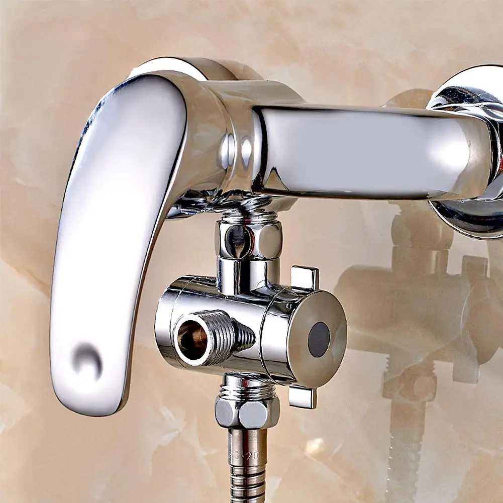 

Chrome 3 Way Tee Connector Shower Head Diverter Valve G1/2 Three Function Switch Adapter Valve Adjustable Shower Arms Mounted