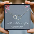 Ожерелье для матери и дочери, подарочное ювелирное изделие для женщин, ожерелье с 2 Соединенными кольцами, колье-пандур, подарок на день рождения