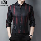 Рубашка мужская шелковая, с принтом, с длинным рукавом