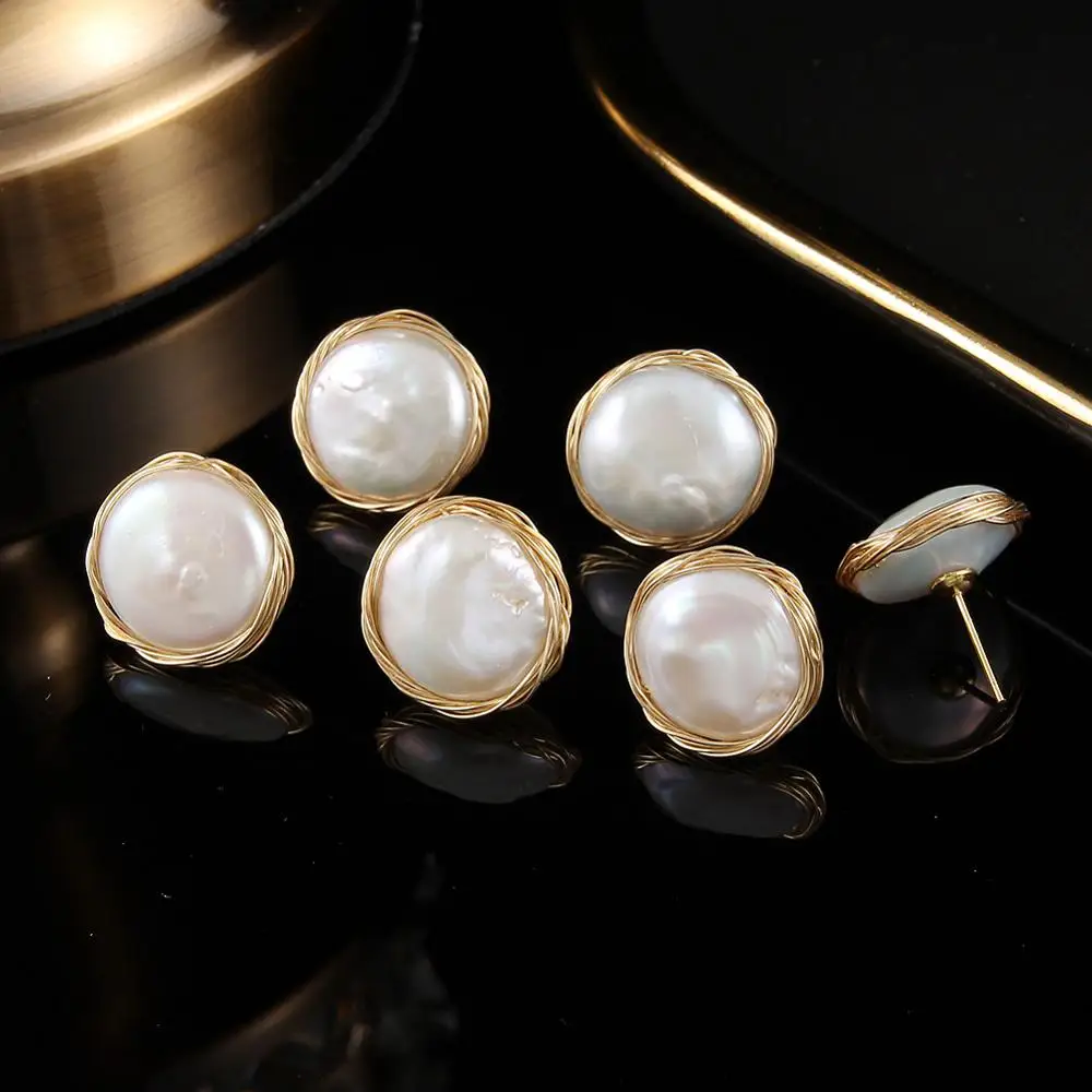 SEVEN GIRL классические большие жемчужные серьги-гвоздики в стиле барокко серьги с