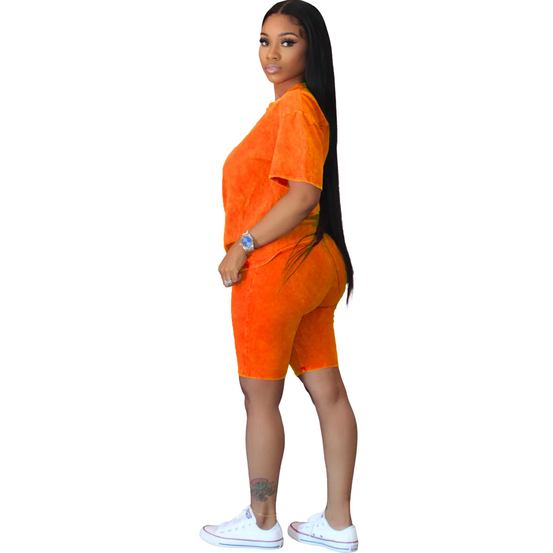 

Casual Solid Two Piece Tracksuit Set Summer Clothes for Women Biker Shorts 2 Piece Sets Outfits Jogging Femme Oversize