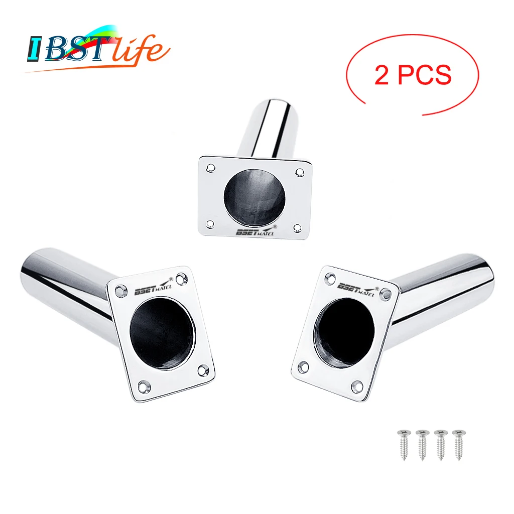 

2X Flush Mount 0 or 20 Degree stainless steel 316 square shape flange fishing rod racks holder Bracket boat fishing Accessories