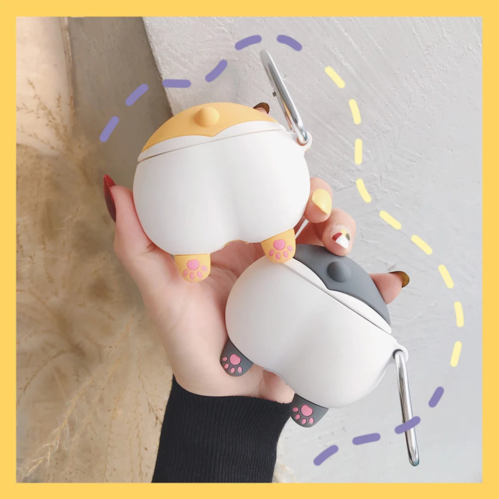 Милый 3D чехол для наушников Keji Ass AirPods 3 2 1 мягкий силиконовый мультяшный