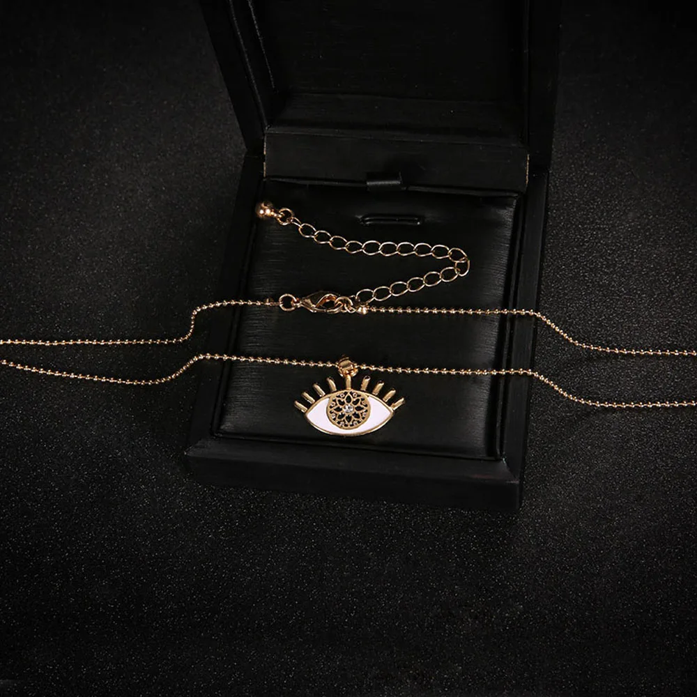 Глаз золотого цвета ожерелье для женщин Длинная цепочка Кристалл турецкое с