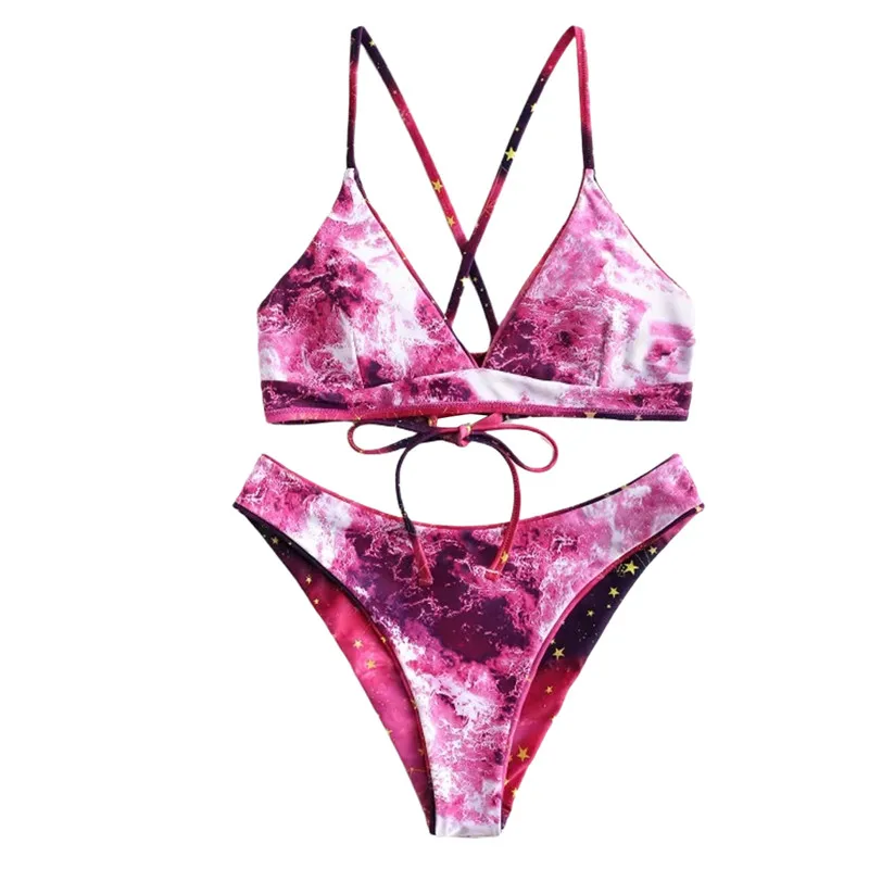 Модный женский комплект из 2 предметов с принтом звездного неба бикини