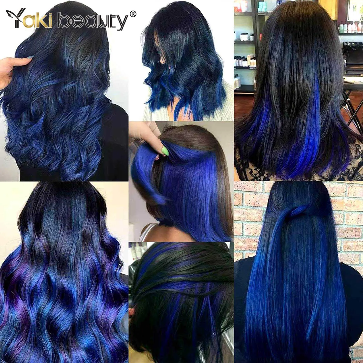 

Straight Clip in Hair Extensions 5pcs Colored Fashion Hairpieces For Party 20" Highlights Rainbow Colors