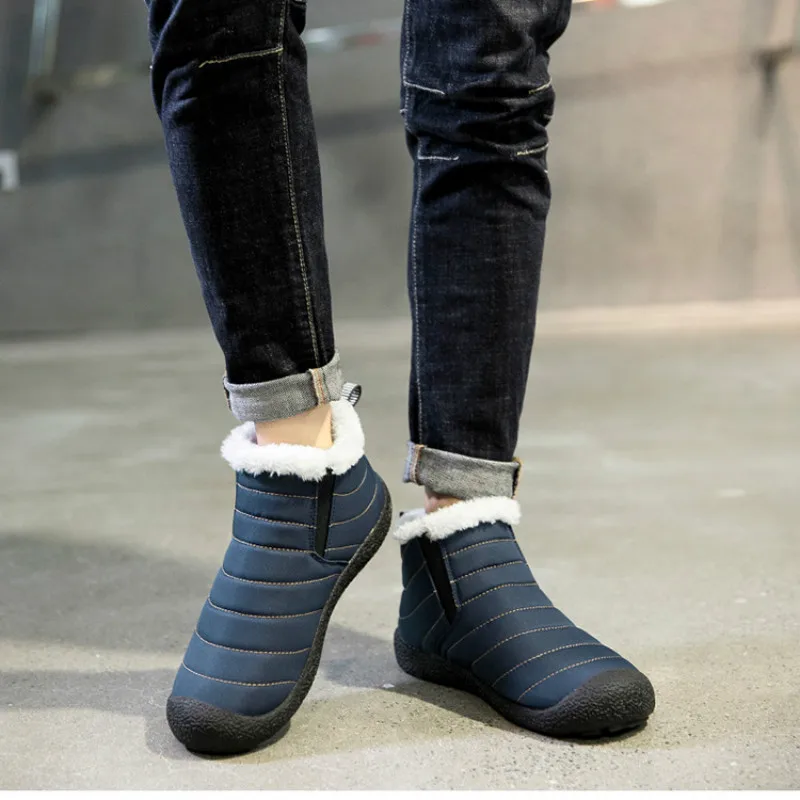 

Winter Plush Lined Warm Shoes Waterproof Anti-slip Snow Boots Women Outdoor Fashion High Top Cotton Boots Men Couples Plus Size