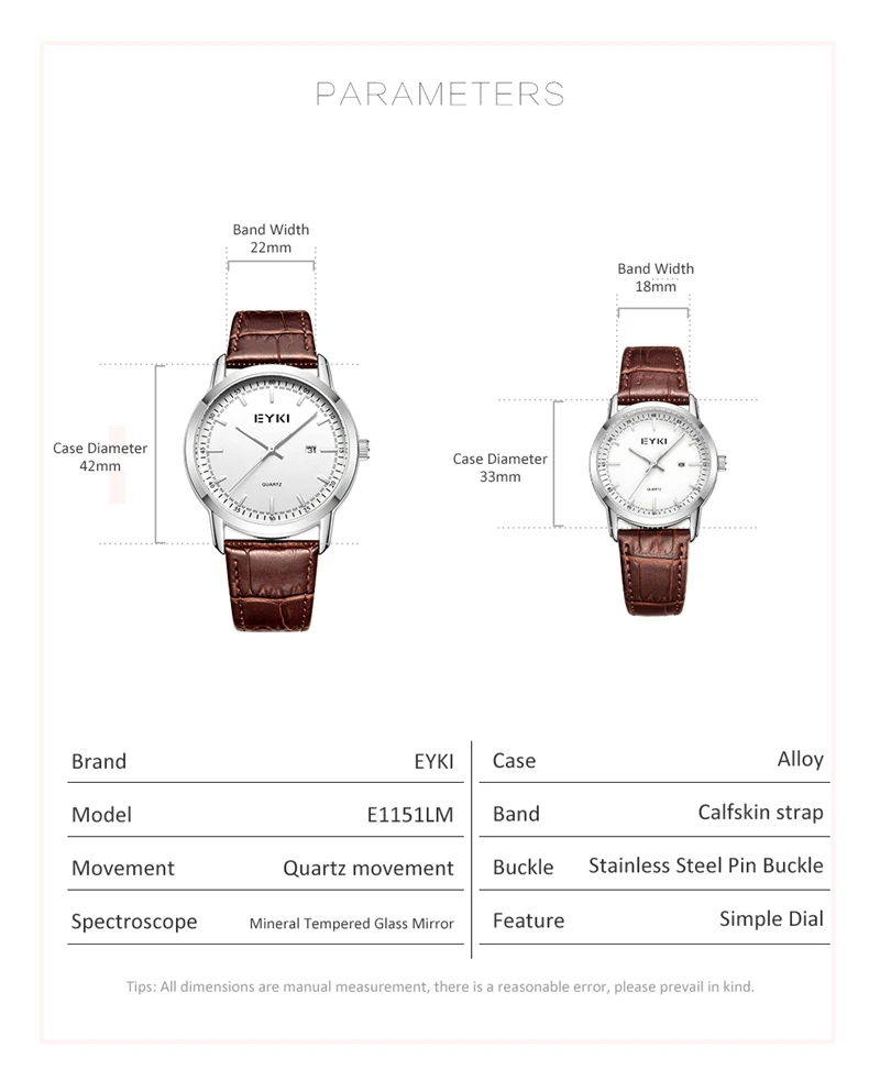 EYKI 1151 Luxury Quartz Watch Men Women Casual Wristwatch Lovers Watches Leather Watchband Clock Male  relogio masculi 2019 News