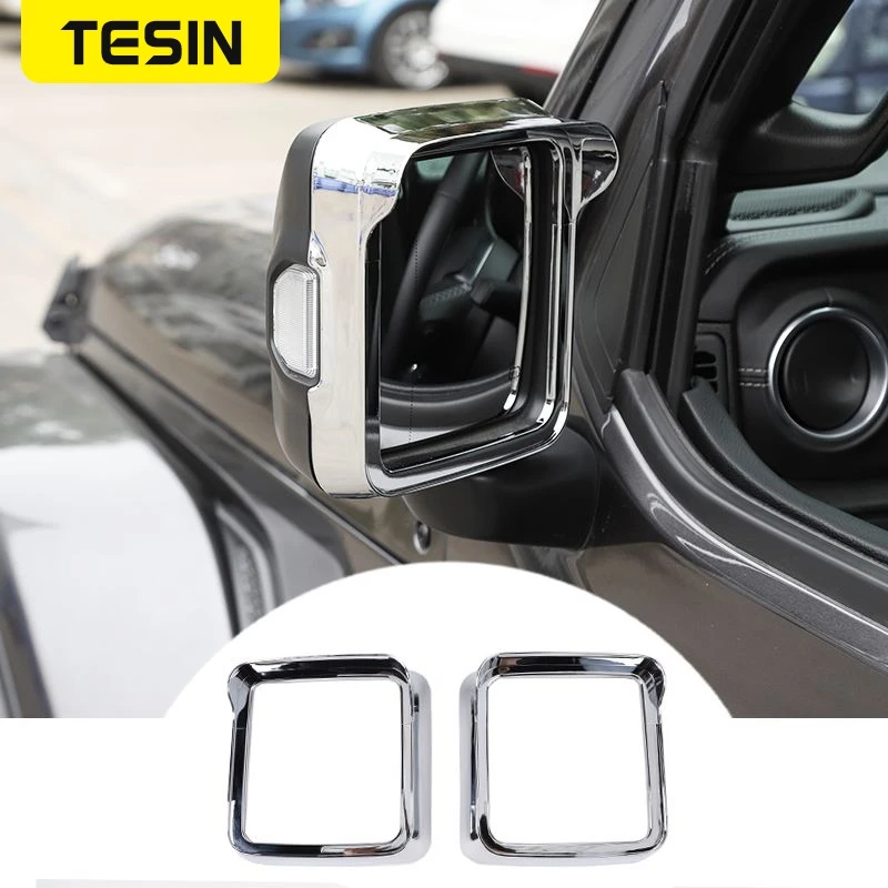 

TESIN Автомобильное зеркало заднего вида декор для бровей рамка наклейки для гладиатора JT 2018 + для Jeep Wrangler JL 2018 + аксессуары