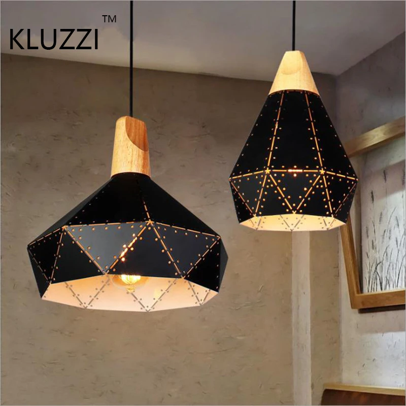 Американская Подвесная лампа из твердой древесины и железа художественное