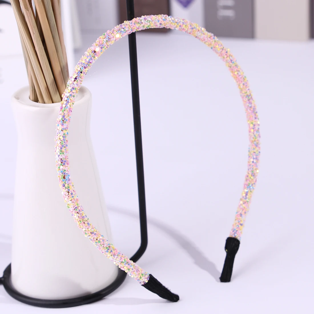 14pcs-5 14 шт./лот, блестящие резинки для волос для девочек, детские модные повязки на голову с блестками, милые детские аксессуары для волос, обруч на голову - Цвет: 14pcs-5