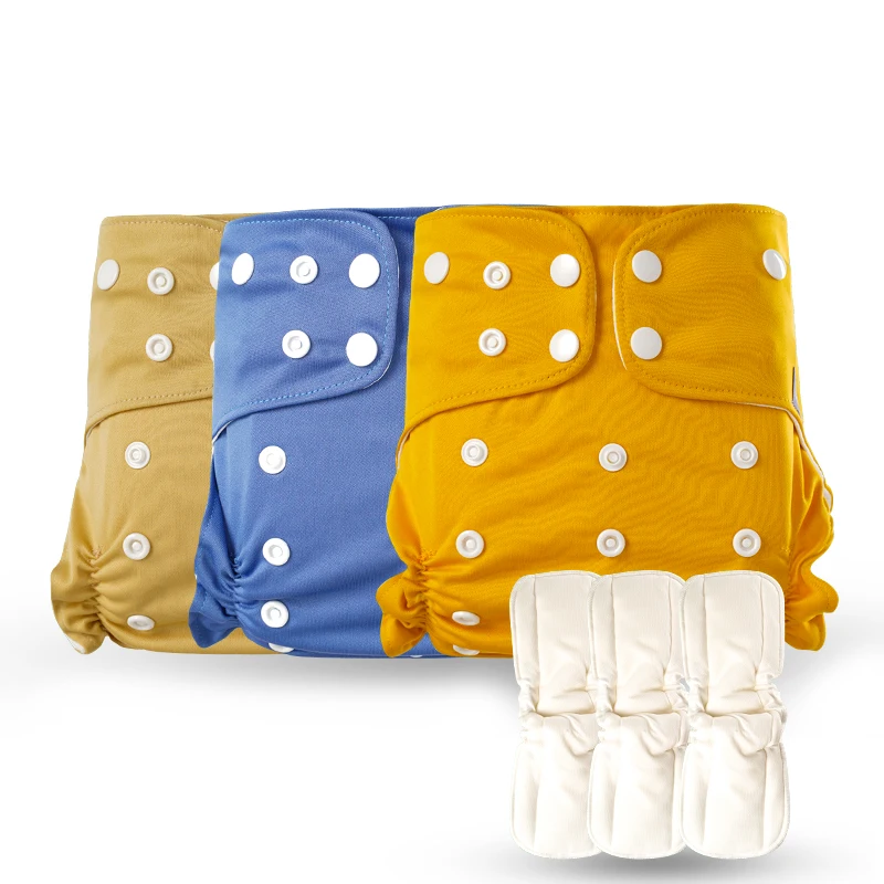 Набор тканевых подгузников Coola персикового цвета (3 + 3) Моющиеся Многоразовые