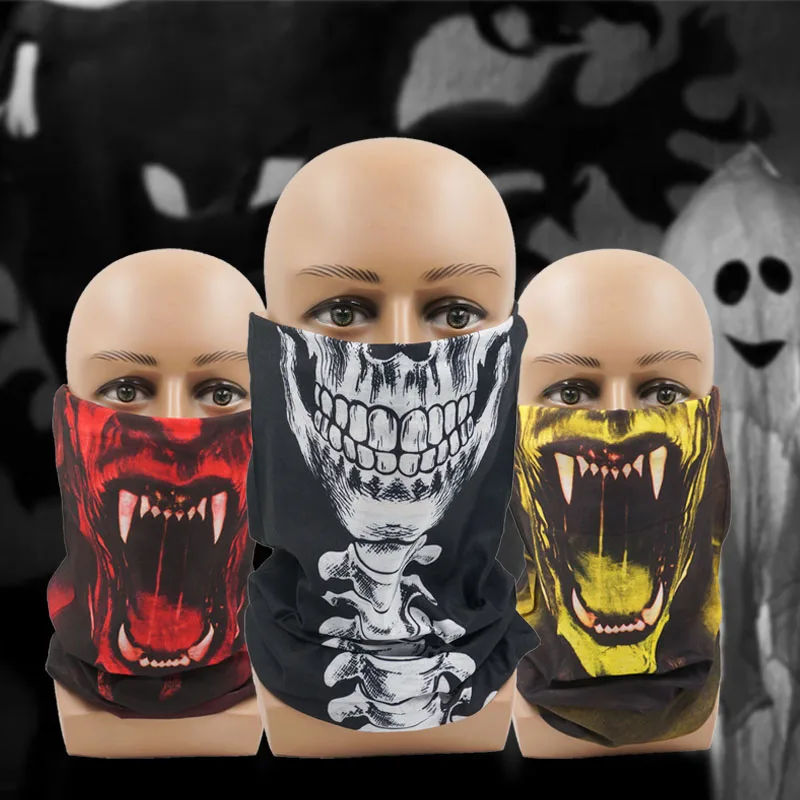 Фото - Halloween Party Face Mask Props Horror Skull Makeup Seamless Tube Bandana Scarf Multifunction Stretchable Flexible Face Bandana halloween horror ghost face cos chainsaw thrilling murder maniac full face dance mask props makeup mask
