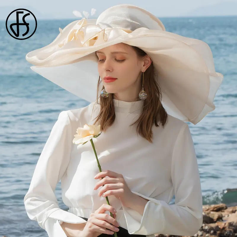 Женская пляжная шляпка от солнца FS розовая Шляпка из органзы в горошек с большими