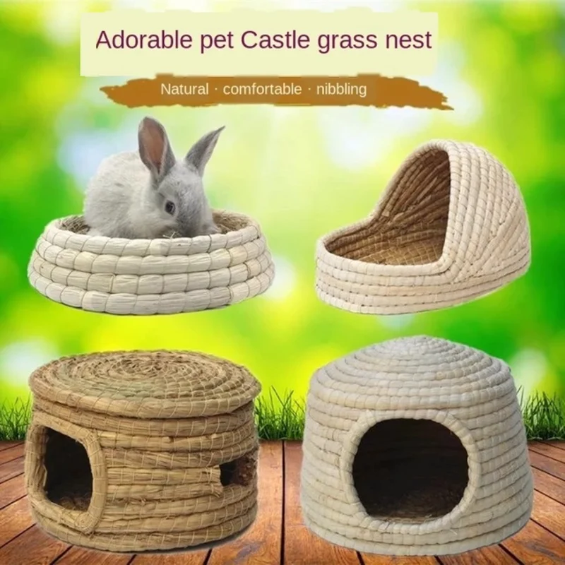 

Rabbit's nest, rabbit cage, rabbit house, warm grass nest, guinea pig's nest,hamster bed, guinea pig cage, Hand-woven castle